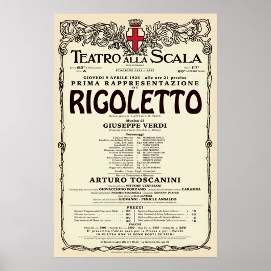 VintageStyle La Scala Rigoletto Opera Poster (Voorkant)
