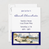 Vintaget Beach Art Custom Invitation Briefkaart (Voorkant / Achterkant)