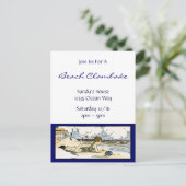 Vintaget Beach Art Custom Invitation Briefkaart (Staand voorkant)
