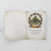 VintageThanksgiving Wreath Harvest Scene Feestdagen Kaart (Binnen)
