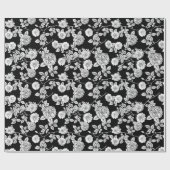 Vintagezwart | Witte Bloemen DIY Achtergrond Cadeaupapier (Vlak)