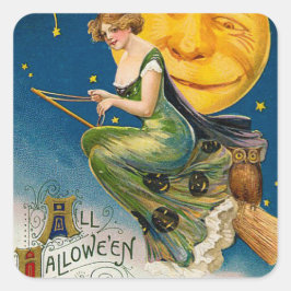 Vintahe Halloween heksenmaan Vakantie sticker