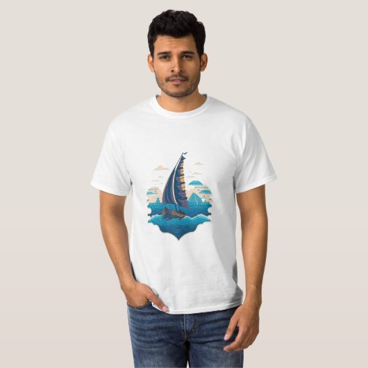 vintaje design boat ocean 3 t-shirt (Voorkant volledig)