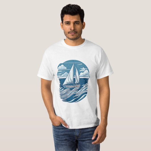 vintaje design boat t-shirt (Voorkant volledig)