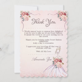 Vintange Sweet 16 / Quinceañera bedankje Kaart