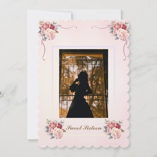 Vintange Sweet 16 / Quinceañera bedankje Kaart (Achterkant)