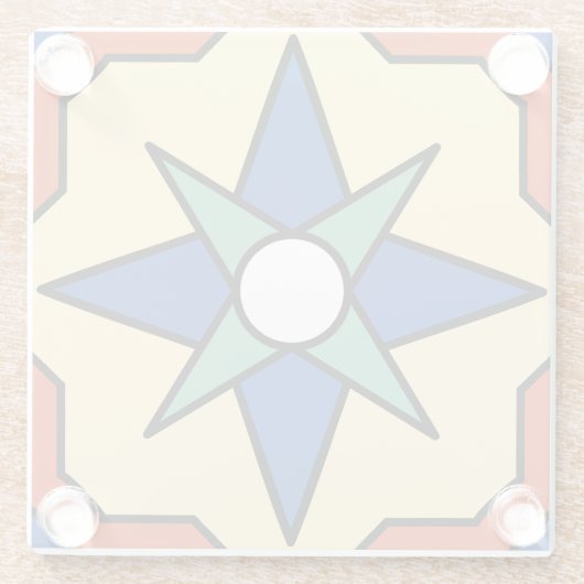 Vintate Catalina Island Tile Design Glazen Onderzetter (Achterkant)