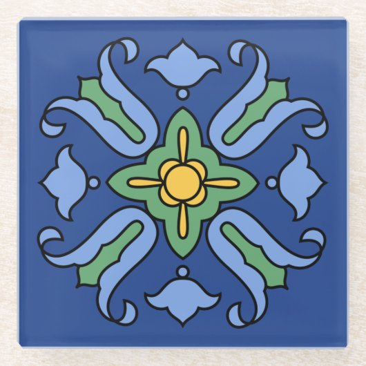 Vintate Catalina Island Tile Design Glazen Onderzetter (Voorkant)