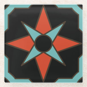 Vintate Catalina Island Tile Design Glazen Onderzetter