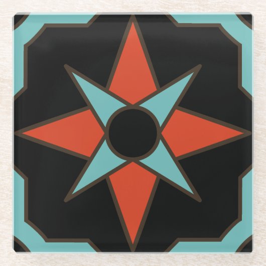 Vintate Catalina Island Tile Design Glazen Onderzetter (Voorkant)