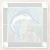 Vintate Catalina Tile Marlin Fish Glazen Onderzetter (Achterkant)