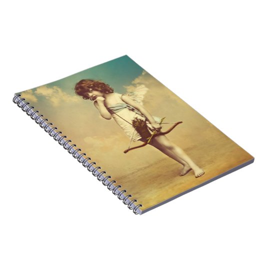 Vintate Cupid met Pijl Spiraal Foto Notitieboek (Rechterzijde)