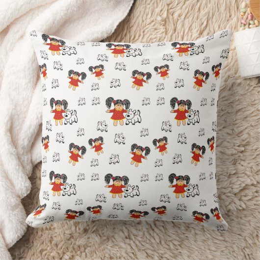 Vinted zwart wit rood handgetekend Sierkussen (Deken)