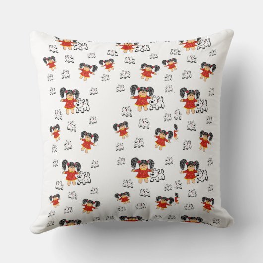 Vinted zwart wit rood handgetekend Sierkussen (Achterkant)