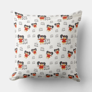 Vinted zwart wit rood handgetekend Sierkussen