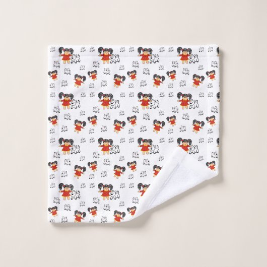 Vinted zwart wit rood handgetekende badhanddoeken bad handdoek (Wasdoekje)