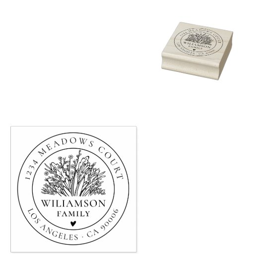 Vintege Flowery Round Aangepast retouradres Rubberstempel (Gestempeld)