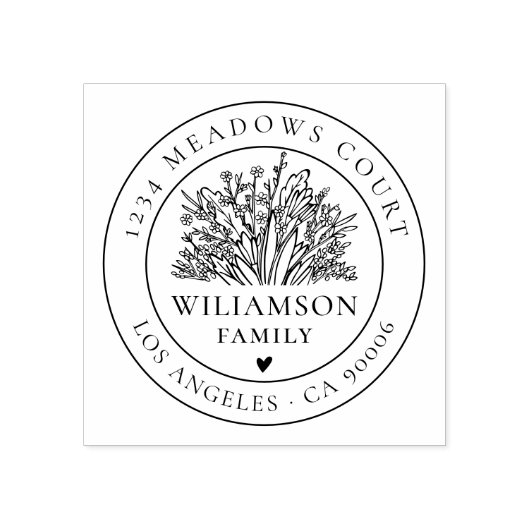 Vintege Flowery Round Aangepast retouradres Rubberstempel (Afrduk)