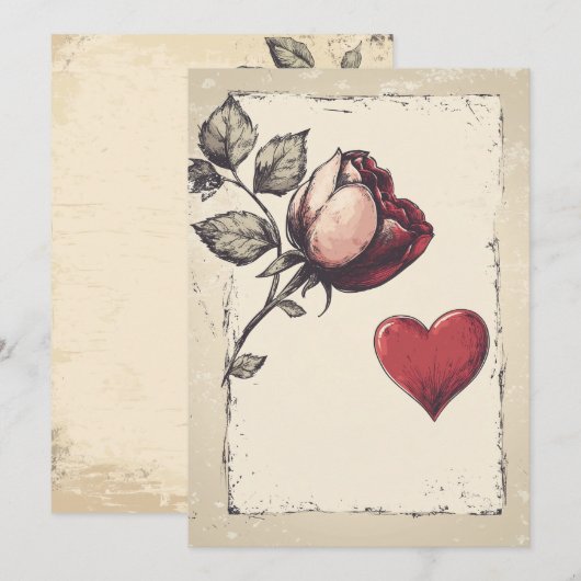 Vintgae Valentijnsdag  Feestdagenkaart (Voorkant / Achterkant)