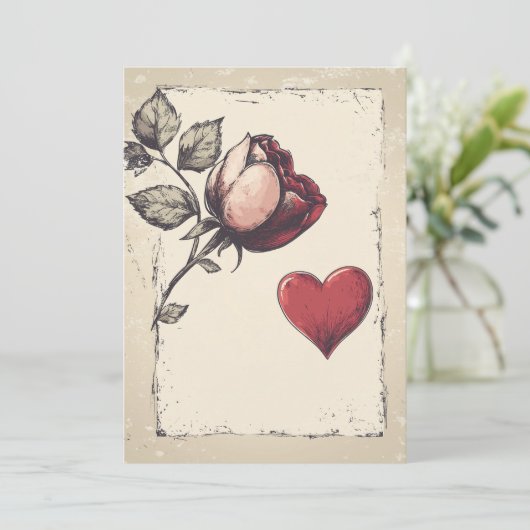 Vintgae Valentijnsdag  Feestdagenkaart (Staand voorkant)