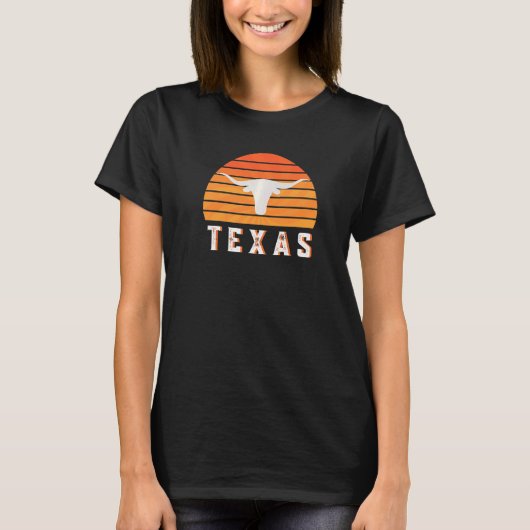 Vintge Austin Texas Keep It Weird Longhorn Sunset T-shirt (Voorkant)