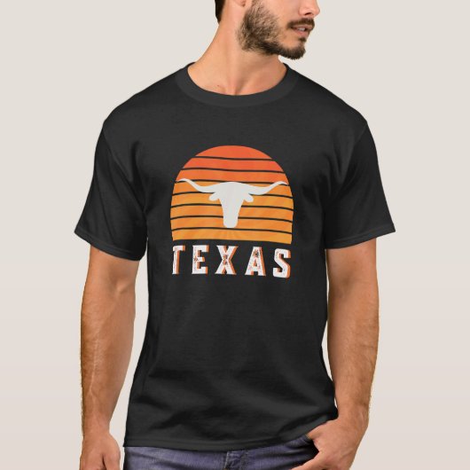 Vintge Austin Texas Keep It Weird Longhorn Sunset T-shirt (Voorkant)
