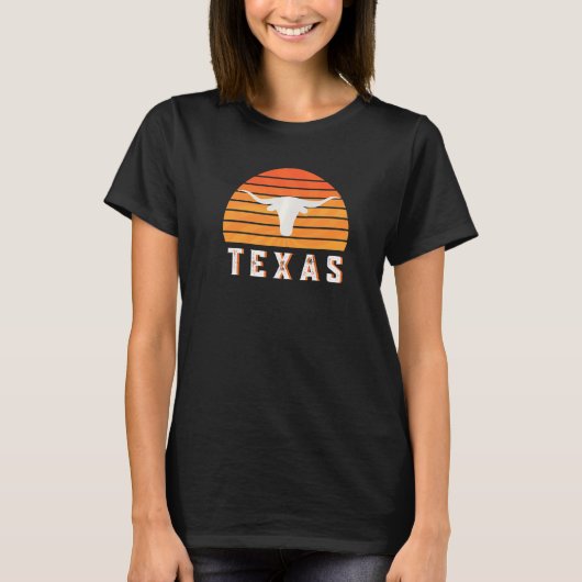 Vintge Austin Texas Keep It Weird Longhorn Sunset T-shirt (Voorkant)