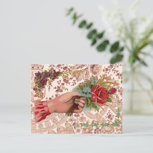 Vintge Bouquet Briefkaart (Staand voorkant)