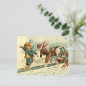 Vintje kersthonden snowball-gevecht feestdagenkaart (Staand voorkant)