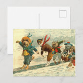 Vintje kersthonden snowball-gevecht feestdagenkaart (Voorkant / Achterkant)