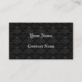 Vintnage Floral Damask Black Gray Custom Visitekaartje (Voorkant)