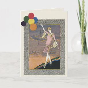 Vinto deco flapper birthday party greeting card kaart