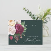 Vintoms floral wedding thank you card kaart (Staand voorkant)