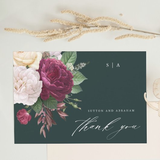 Vintoms floral wedding thank you card kaart
