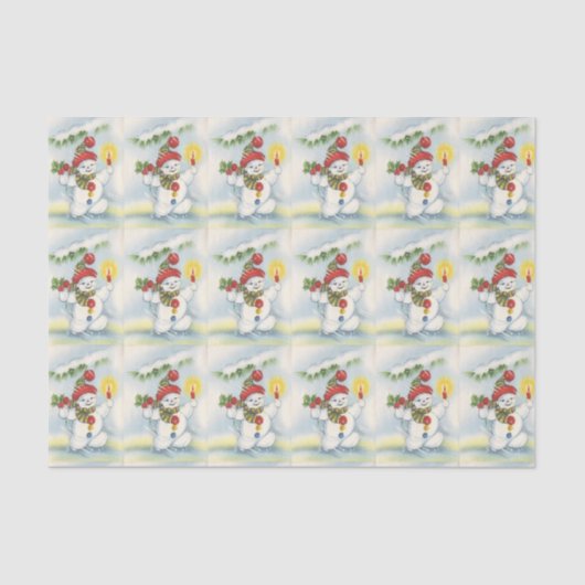 vintonijn sneeuwpoppetje voor kerstmis tissuepapier (Voorkant)