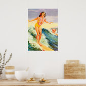 vintonijnreis met grote golven in Hawaï Poster (Keuken)