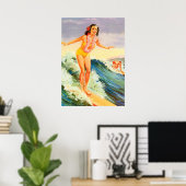vintonijnreis met grote golven in Hawaï Poster (Thuiskantoor)