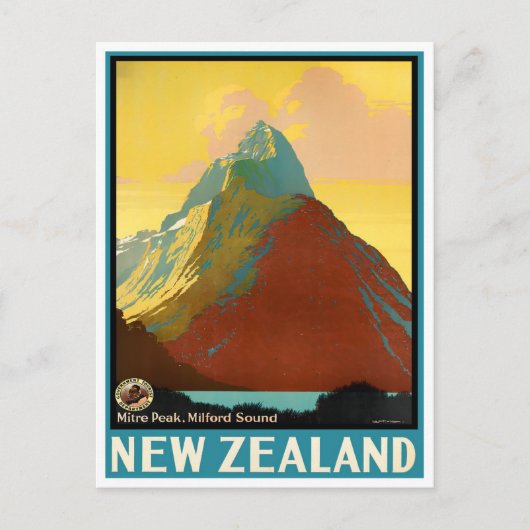 vintonijnreis van Miter Peak New Zealand Briefkaart (Voorkant)