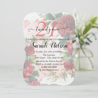 Vinttage Red Roses 21 verjaardag Kaart