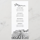 Vinyard minimalistisch rustiek bruiloft menu (Voorkant)