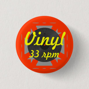 Vinyl 33 omwentelingen per minuut ronde button 3,2 cm