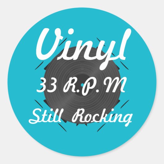 Vinyl 33 RPM nog schommelend 3 turquoise/wit Ronde Sticker (Voorkant)