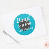 Vinyl 33 RPM nog schommelend 3 turquoise/wit Ronde Sticker (Envelop)