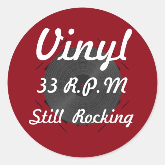 Vinyl 33 RPM nog steeds rokend 3 Rood/Wit Ronde Sticker (Voorkant)