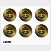 Vinyl 45 Gouden Plaat Persoonlijk Adres Ronde Sticker (Vel)