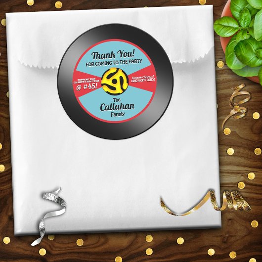 Vinyl 45 Record Label Verjaardagsfeestje Bedankt