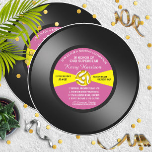 Vinyl 45 Record Verjaardagsfeest Uitnodiging