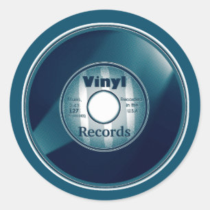 VINYL 45 RPM record, Blauw Ronde Sticker