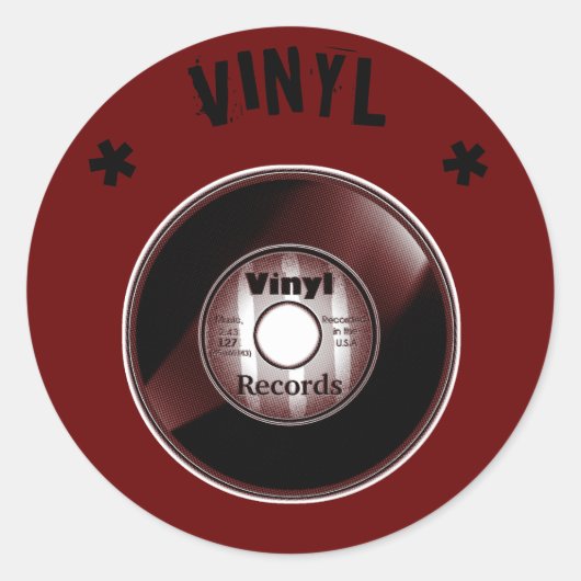 VINYL 45 RPM record, zwart & rood Ronde Sticker (Voorkant)