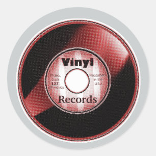 Vinyl 45 RPM single, Rood/Wit Ronde Sticker